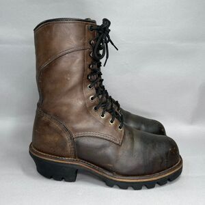 Red Wing Logger Boots Men's 8.5 Gore-Tex Brown Leather‎ Lace Up Steel Toe Work